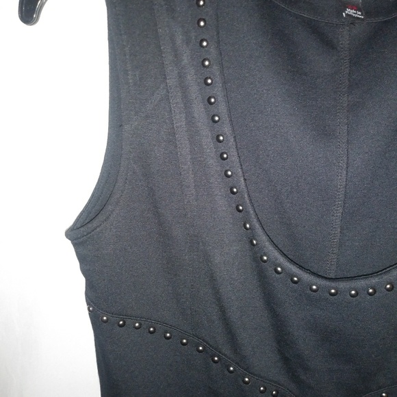 Rock & Republic XS Grunge Goth Sleeveless Bodycon Studded  Mini Dress Black - Picture 4 of 6